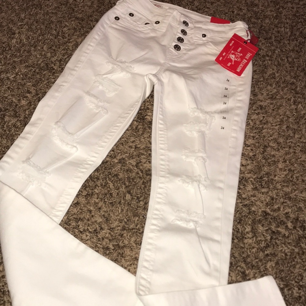White Highwaisted True Religion Jeans